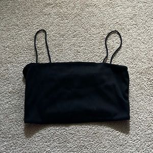 Shein super cropped black top. Square neck and spaghetti straps.